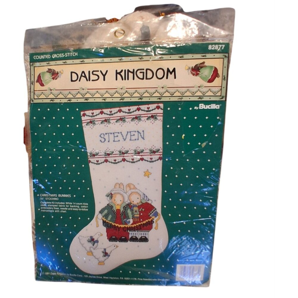 Bucilla new Daisy Kingdom counted cross stitch Christmas Stocking kit 82877